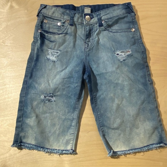 True Religion Geno Distressed Denim Shorts size 14 (LW) - Picture 1 of 10